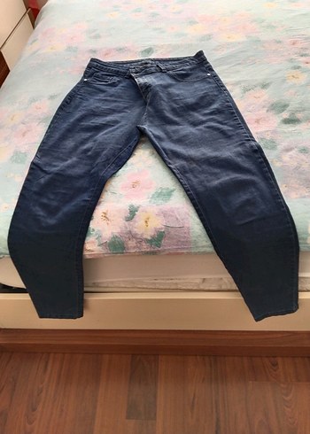 Kadın Lacivert Kot Pantolon - Normal Boy, Kemerli