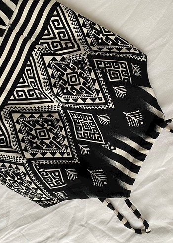 Bohem Siyah Çizgili Midi Elbise - Görsel 3