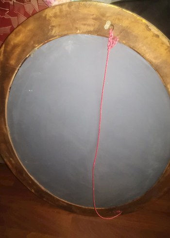 Ahşap Altın Renkli oval Ayna - Görsel 4