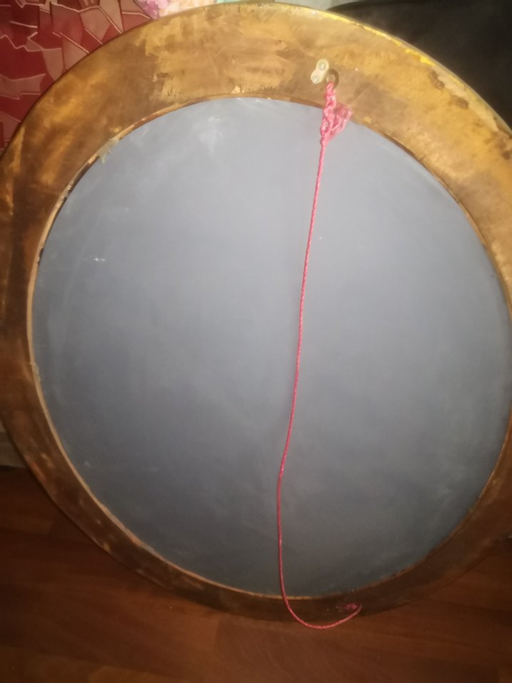 Ahşap Altın Renkli oval Ayna - Görsel 4