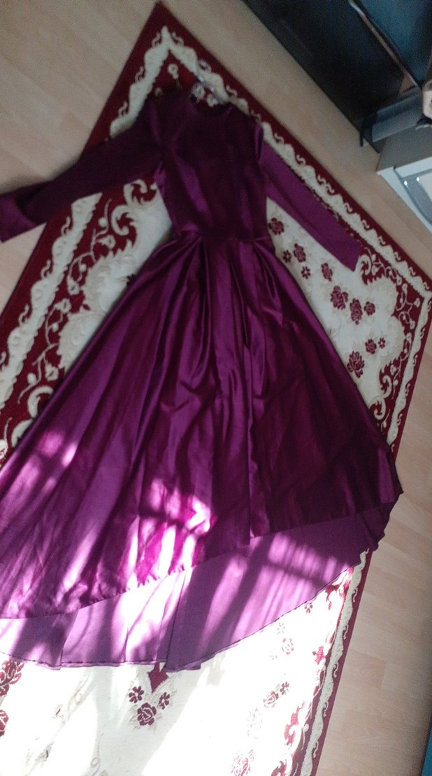 Mor Straplez Uzun Abiye Elbise - Görsel 2