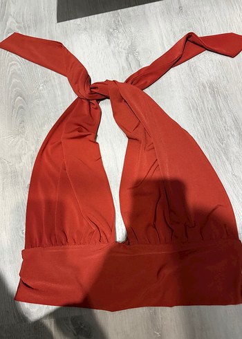 Kırmızı Drapeli İnce Askılı Uzun Kadın büstiyer - Görsel 2