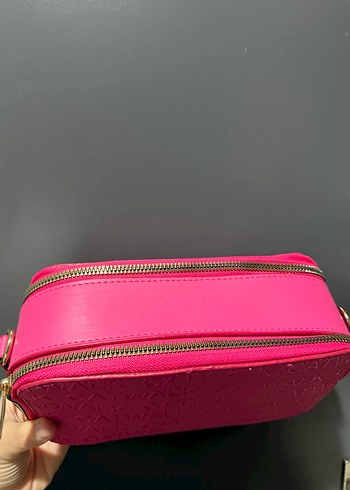 Fermuarlı Pembe Deri Kadın El Çantası - Görsel 3