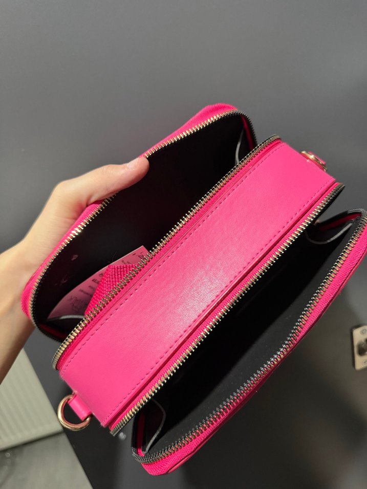 Fermuarlı Pembe Deri Kadın El Çantası - Görsel 4