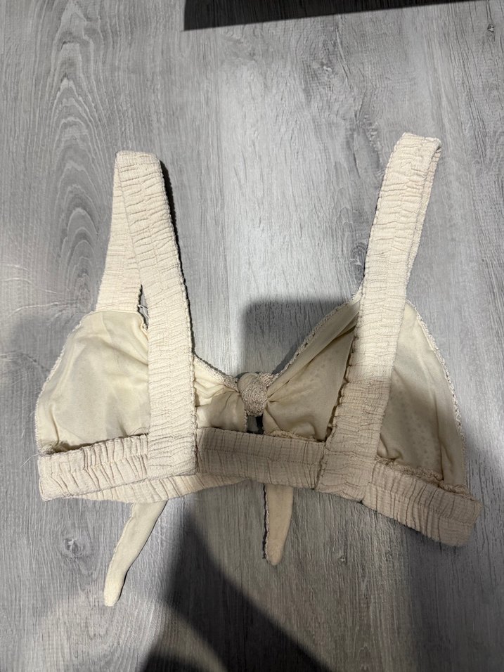 Bohem Tarz Mini Beyaz Örgü Sütyen - Görsel 3