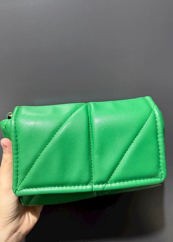 Yeşil Deri Kadın Çanta Fermuarlı - Görsel 2