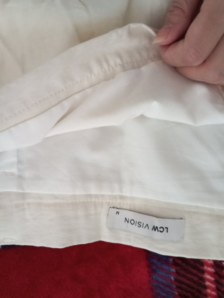 Beyaz Keten Pilili Etek - Görsel 2