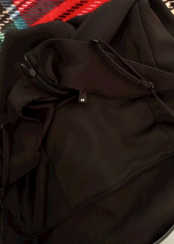 Siyah Drapeli Straplez Midi Elbise - Görsel 2