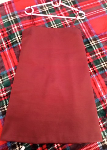 Bordo V Yaka Midi Abiye Elbise - Görsel 3