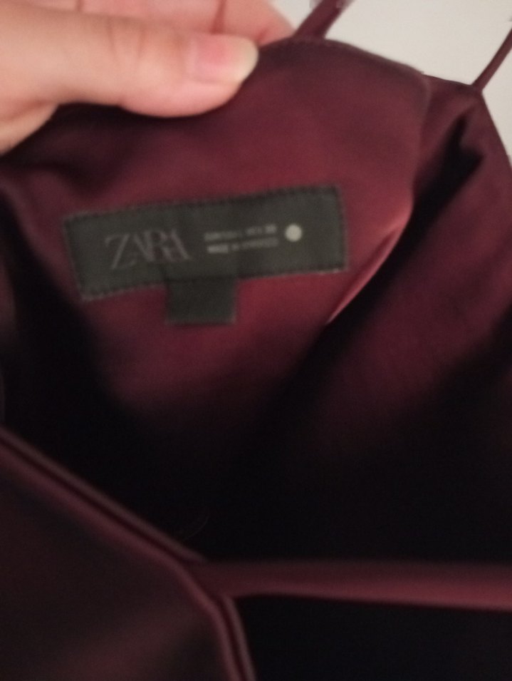 Bordo V Yaka Midi Abiye Elbise - Görsel 2