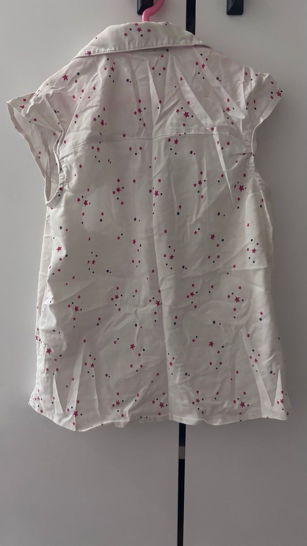 Kız Çocuk Beyaz Baskılı Kolsuz Gömlek - Görsel 2