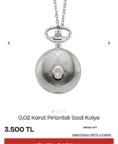 ZEN pırlantalı saat kolye