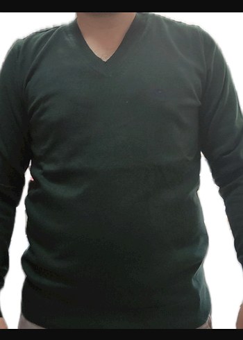 Bordo ve yeşil 2 ADET Erkek V Yaka Pamuklu Kazak - Görsel 2