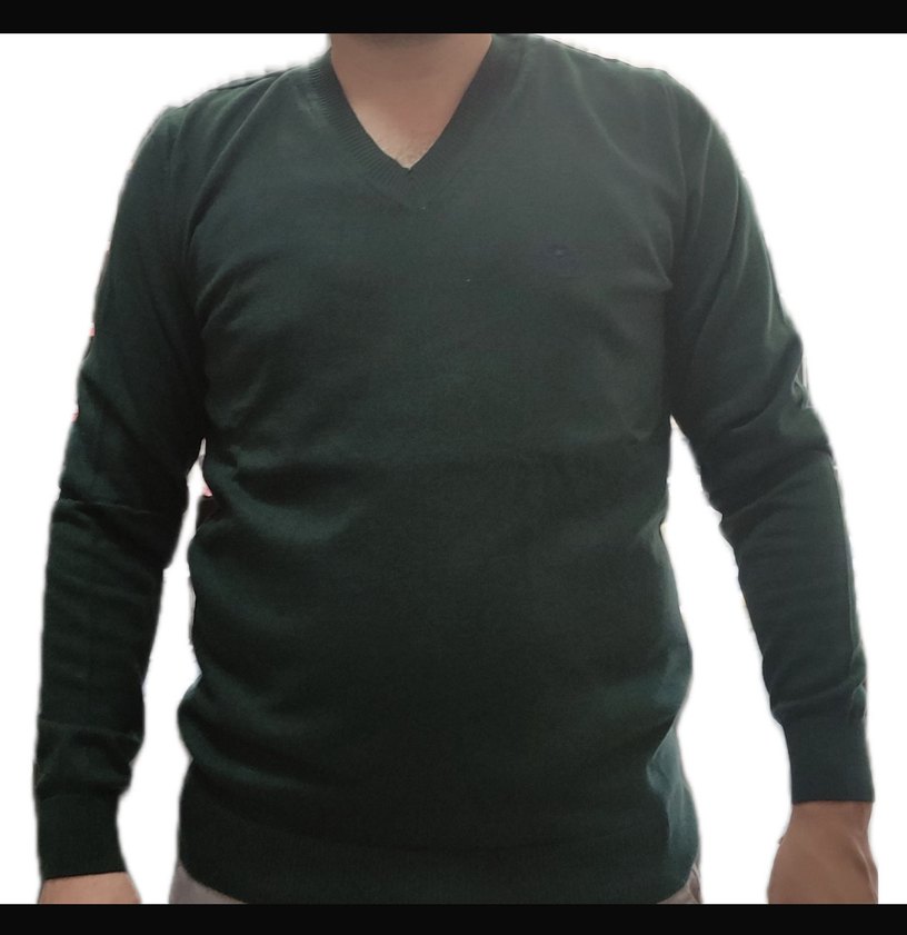 Bordo ve yeşil 2 ADET Erkek V Yaka Pamuklu Kazak - Görsel 2