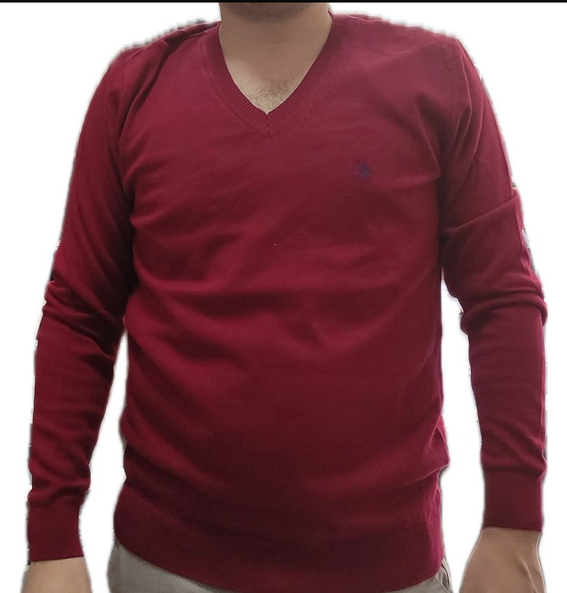 Bordo ve yeşil 2 ADET Erkek V Yaka Pamuklu Kazak - Görsel 3