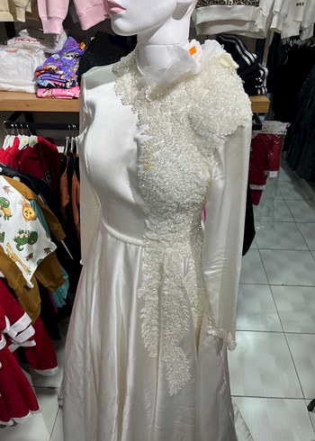 Tesettür 36 beden el dikimi kaliteli gelinlik - Görsel 7