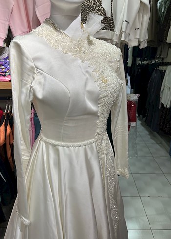 Tesettür 36 beden el dikimi kaliteli gelinlik - Görsel 9