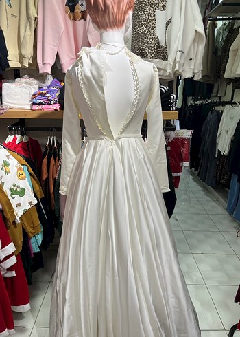 Tesettür 36 beden el dikimi kaliteli gelinlik - Görsel 6