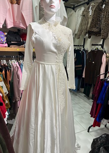 Tesettür 36 beden el dikimi kaliteli gelinlik - Görsel 4