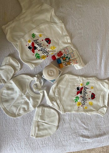 Pamuk Bebek Seti Beyaz Baskılı
