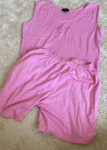 Pembe Kolsuz Mini Kadın Pijama Takımı