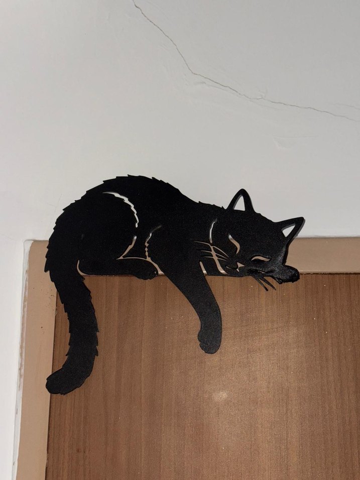 Siyah Uyuyan Kedi Duvar Dekoru - Görsel 3