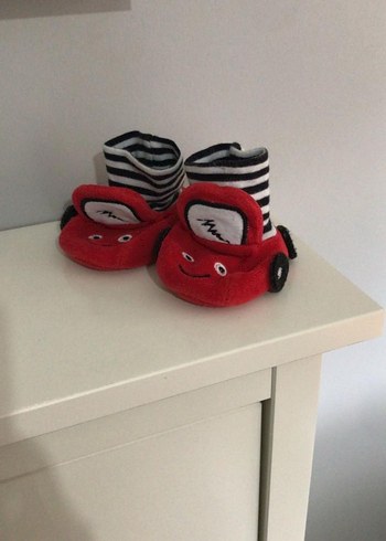 Çocuk Kırmızı Örgü Sıcak Ev Terliği - Görsel 2