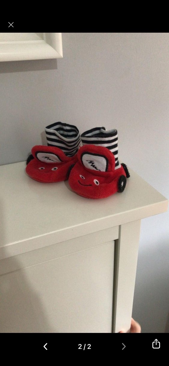 Çocuk Kırmızı Örgü Sıcak Ev Terliği - Görsel 2