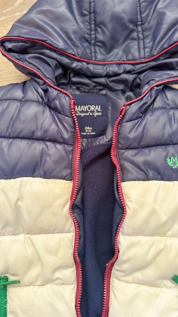 Erkek Çocuk Beyaz-Lacivert Fermuarlı Mont - Görsel 2