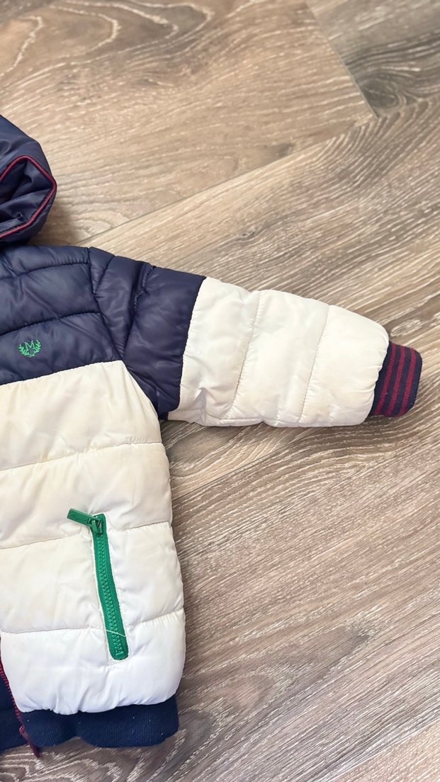 Erkek Çocuk Beyaz-Lacivert Fermuarlı Mont - Görsel 5