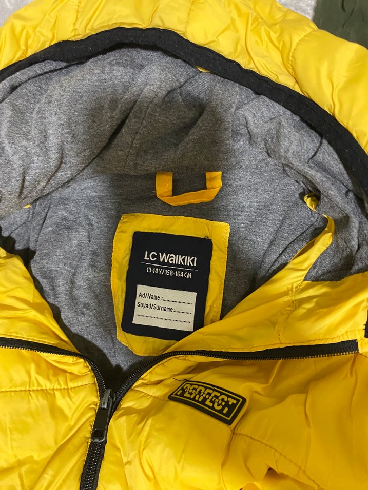 Sarı Kapüşonlu Fermuarlı Kadın Kışlık Mont - Görsel 4