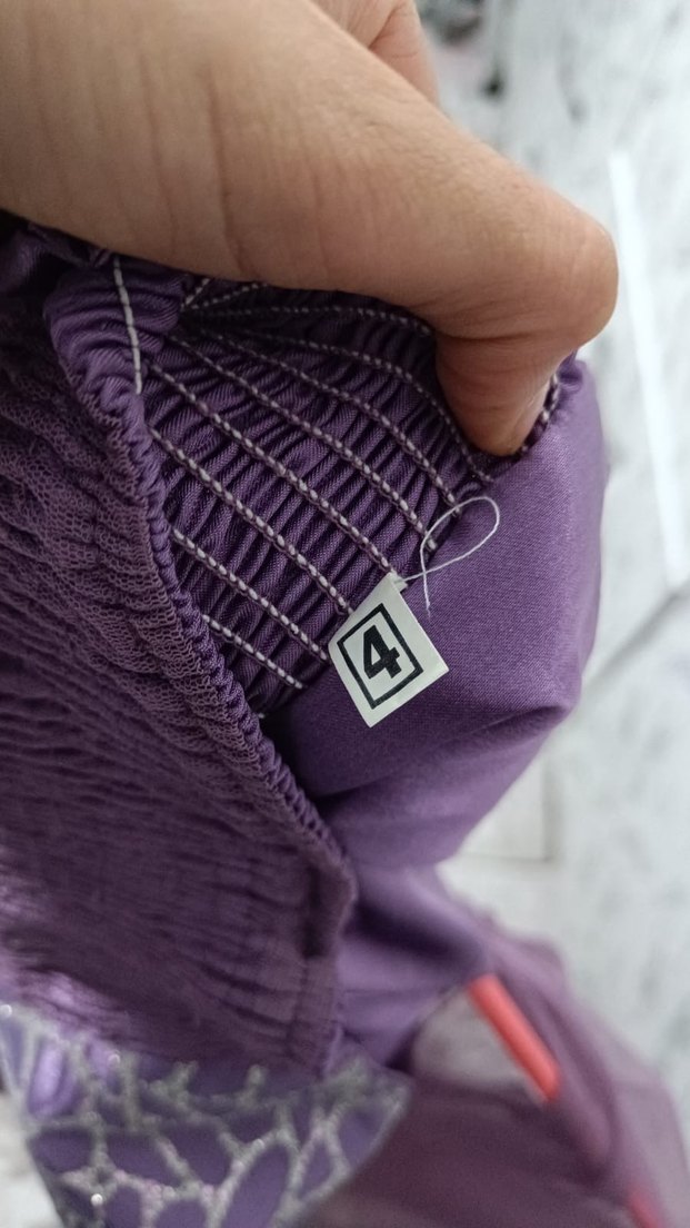 Mor Uzun Bohem Nakışlı Abiye Elbise - Görsel 3