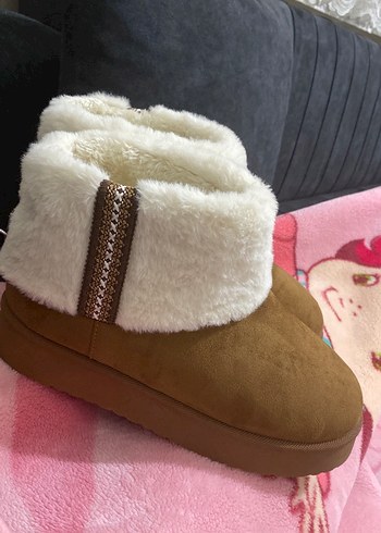 Kahverengi Kürklü Kadın Dolgu Topuk Bot - Görsel 7