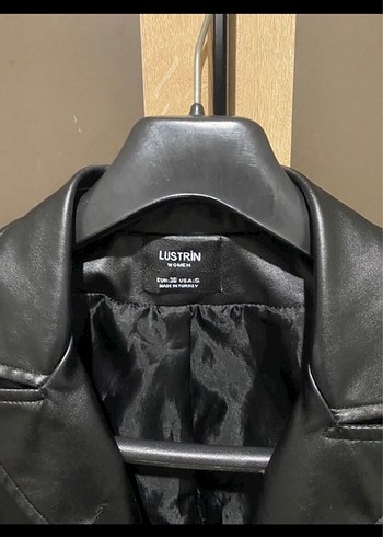 Düğmeli Siyah Deri Kadın Ceket - Görsel 2