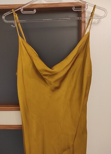 m Beden sarı Renk Zara drape yaka elbise