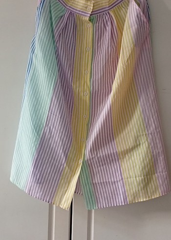 Pastel Renkli Çizgili Hamile Midi Etek - Görsel 2