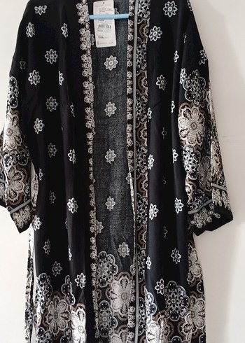 m Beden siyah Renk Dantel Detaylı Siyah Uzun Bohem Kadın Kimono takım altıda var