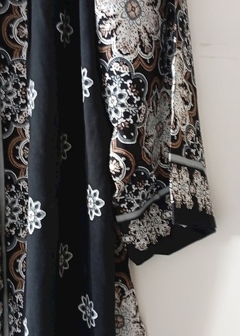 m Beden Dantel Detaylı Siyah Uzun Bohem Kadın Kimono takım altıda var