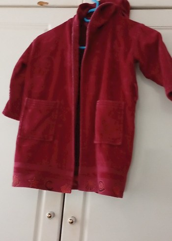 Kız Çocuk Bordo Nakışlı Bornoz - Görsel 2