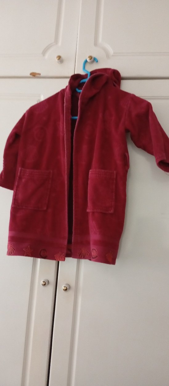 Kız Çocuk Bordo Nakışlı Bornoz - Görsel 3