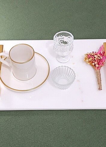 Gold Kulplu Mermer Sunum Tepsisi - Görsel 4