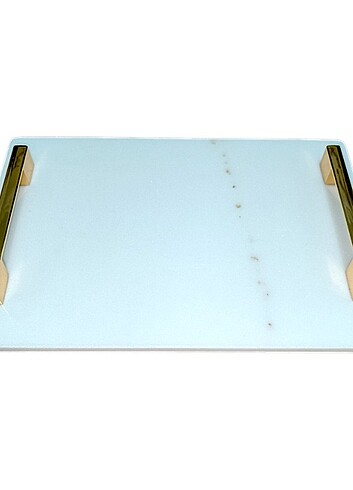 Gold Kulplu Mermer Sunum Tepsisi - Görsel 3