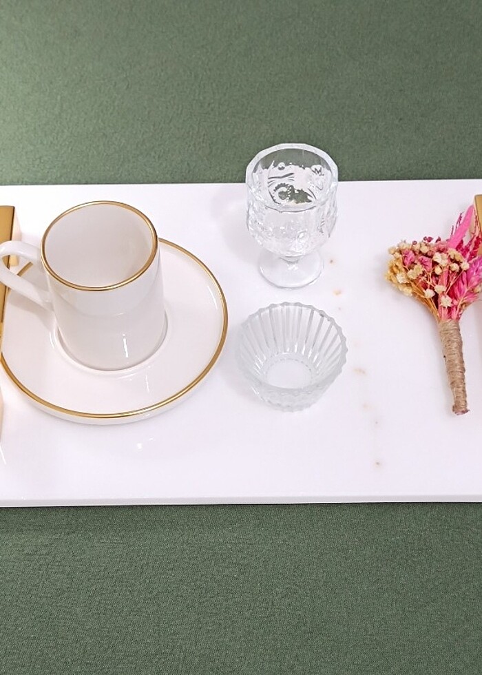 Gold Kulplu Mermer Sunum Tepsisi - Görsel 4