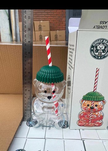 bearista cam bardak pipetli - Görsel 2