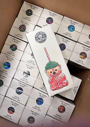 bearista cam bardak pipetli - Görsel 3