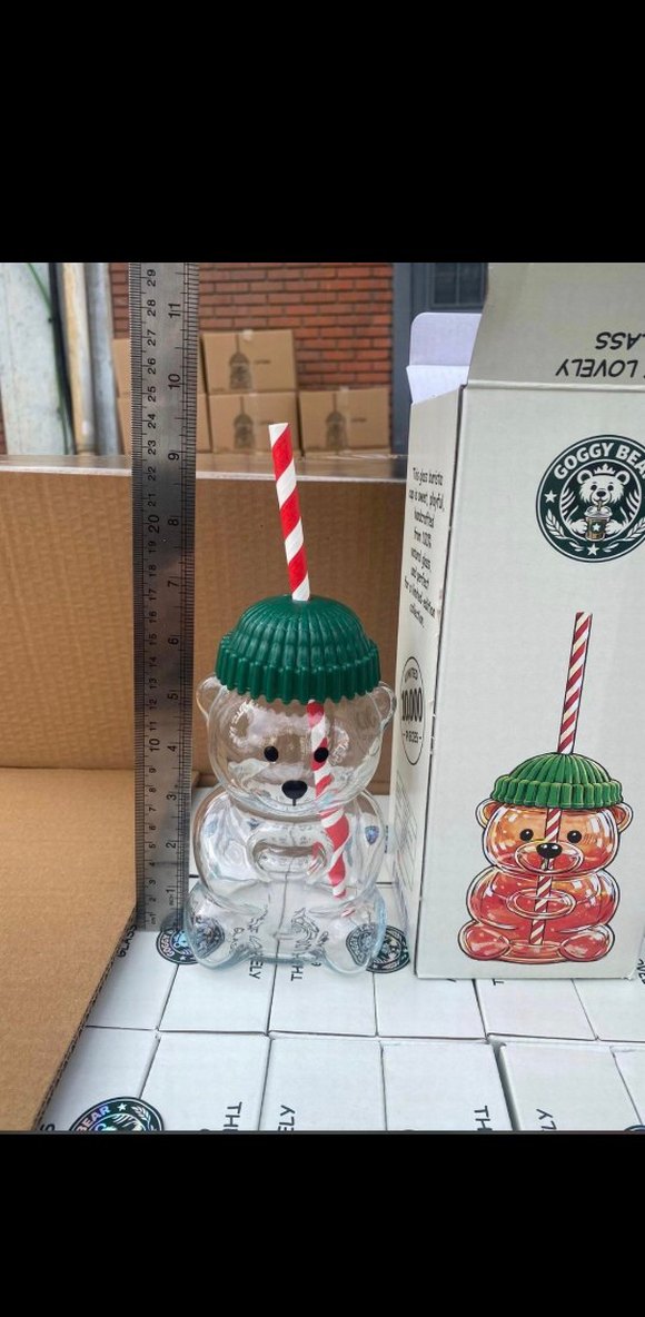 bearista cam bardak pipetli - Görsel 2