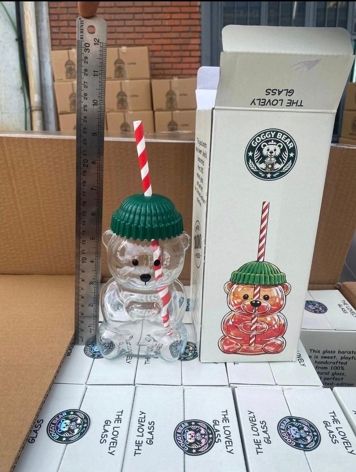 bearista cam bardak pipetli - Görsel 4