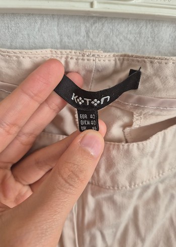 Bej Keten Kadın Pantolon - Görsel 4