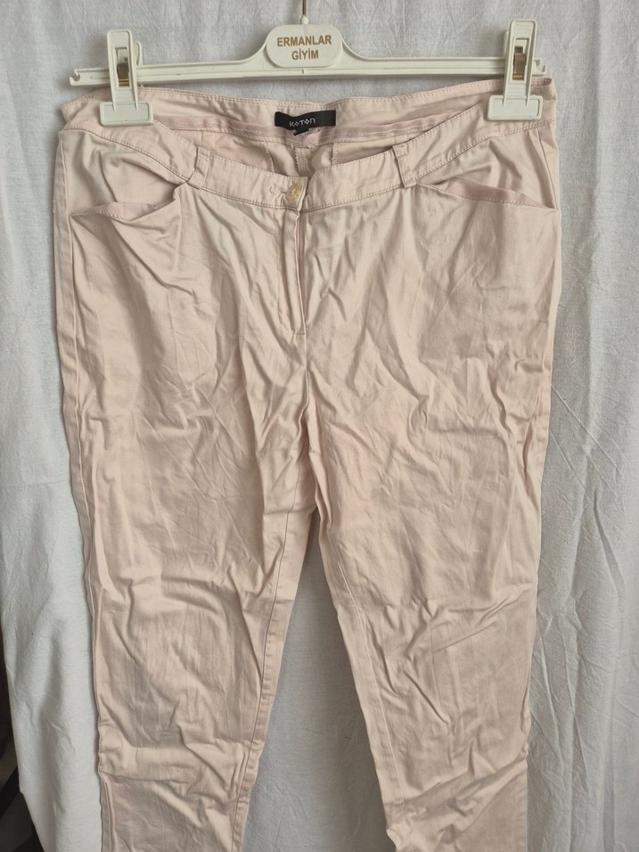 Bej Keten Kadın Pantolon - Görsel 2