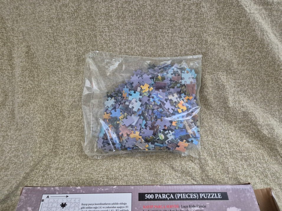 500 Parçalı Mavi Çiçekli Puzzle "Camdaki Saksı" - Görsel 3